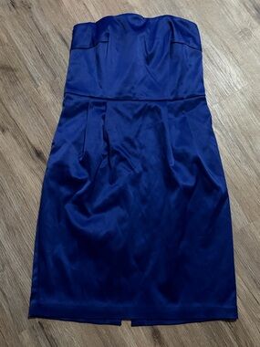 Express Design Studio - Strapless Satin Cocktail Dress - Royal Blue - Size 4